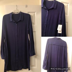 Navy button down tunic